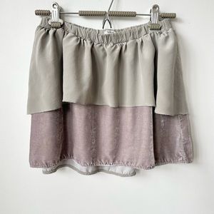 ARITZIA | WILFRED TWO TIERED MINI SKIRT (SILK & VELVET) FLOWY ROMANTIC FLIRTY